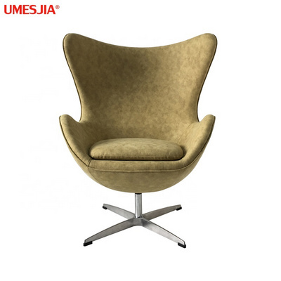 Modern Designer Aluminum  legs Armchair Velvet Living Room Lounge Chair Upholstered Fabric egg chair