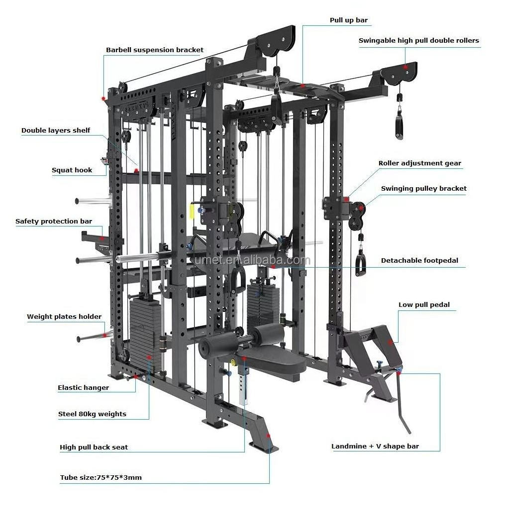 Factory Customized Large Commercial Multi functional Smith Strength Training Exercise Machine