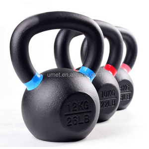 Wholesale Gym Fitness  Casting Iron Kettle Bell Engraved KG LB Powder Cast Iron Coated Kettlebell set