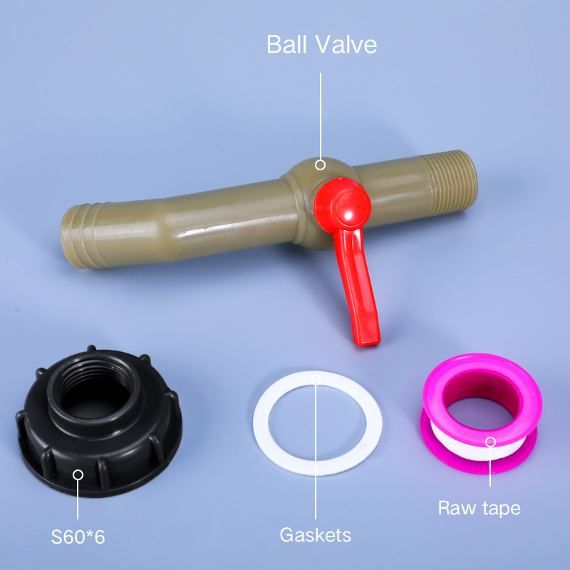 Ton Drum Tank Fitting Extension Ball Valve With External Hose For Golf Course Garden Watering