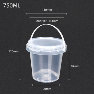 Manufacturing Plant 750ml Transparent Plastic Bucket Popcorn Cookie Salad Ice Cream Container ECO friendly