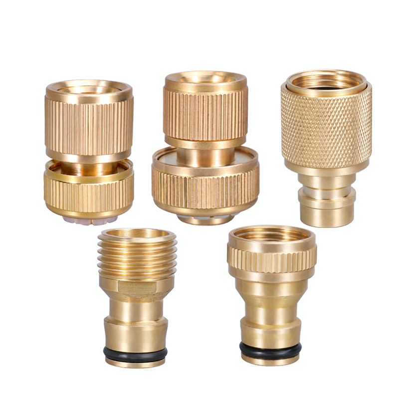 Garden Water Hose Quick Connectors 1/2 Inches Brass Easy Connect Adapter Thread Fitting 1/2