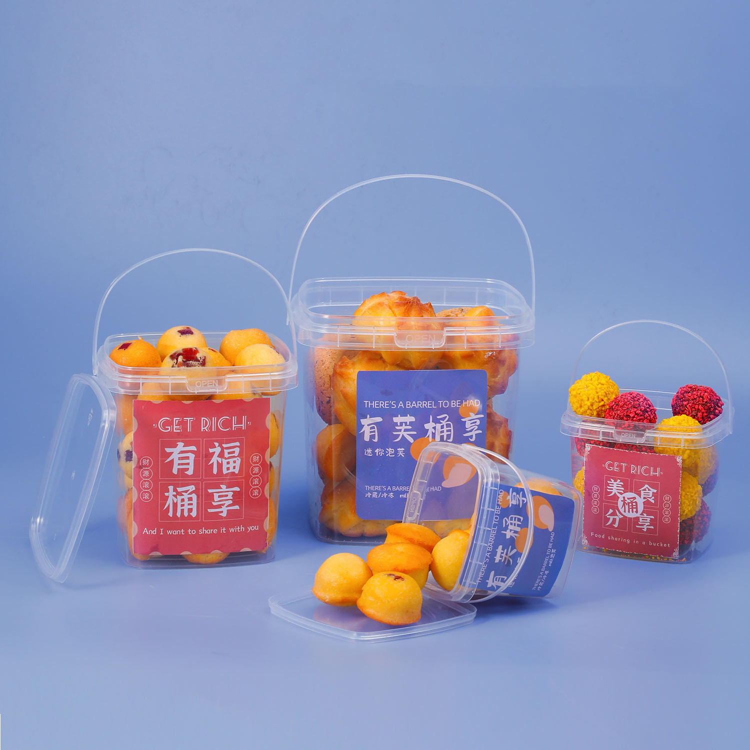 High Temperature Resistance Food Grade Small Capacity Plastic Bucket Pail Round Clear Customized Color Printing