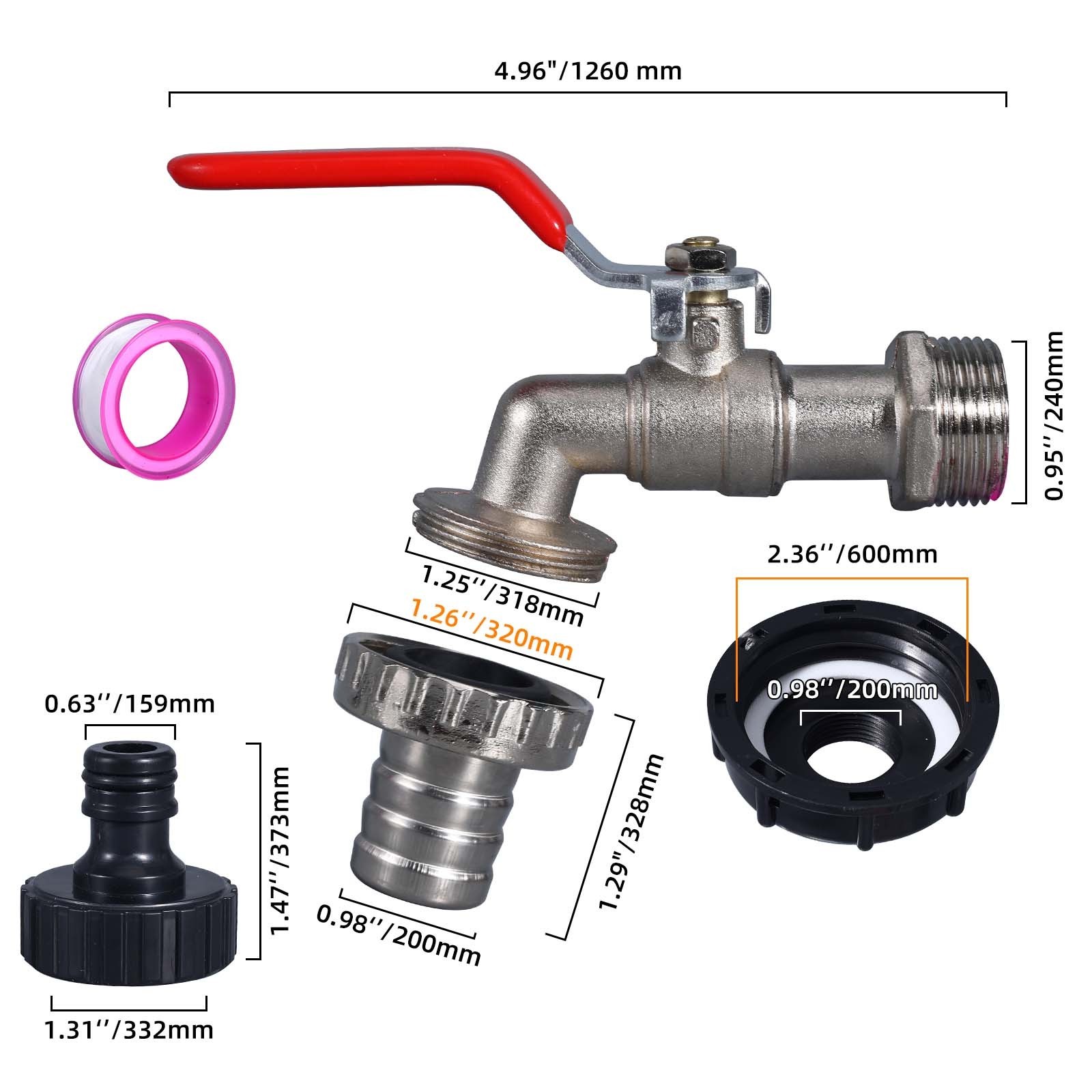 IBC Tank Adapter Valve Switch Accessories Valve Connector 1/2