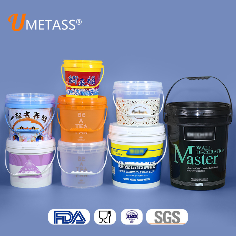 Round 500ml-50L Food Grade Plastic Bucket With Lid For Water Paint Packing With Sealing Cap