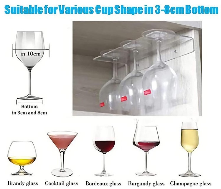 Champagne Wine Glass Holder Wall Mounted Acrylic Organizer for Kitchen