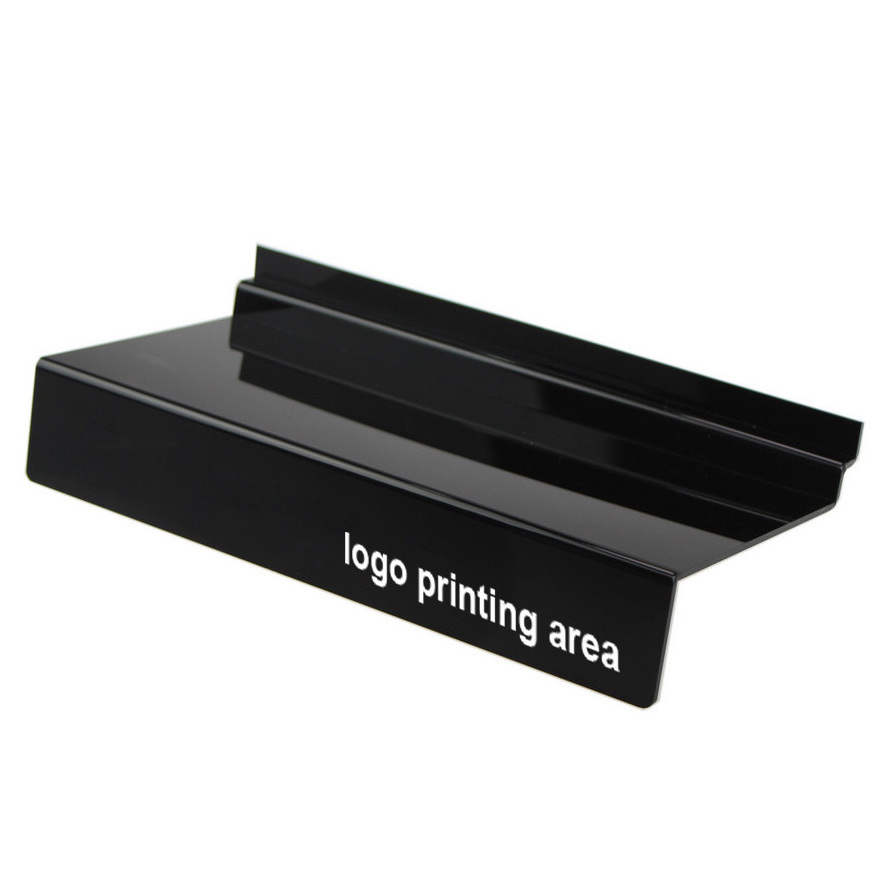 chic black acrylic shoe display rack shelf for slat wall hanging