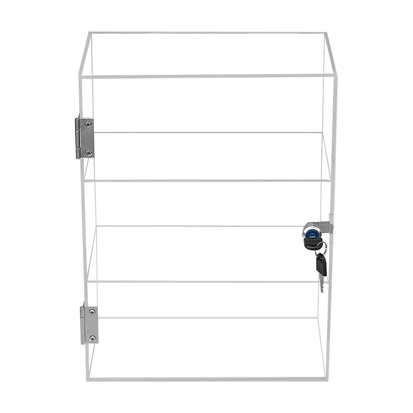 Custom Clear Acrylic Shelf Display Case Cabinet with Front Door & Security Lock for Collectible