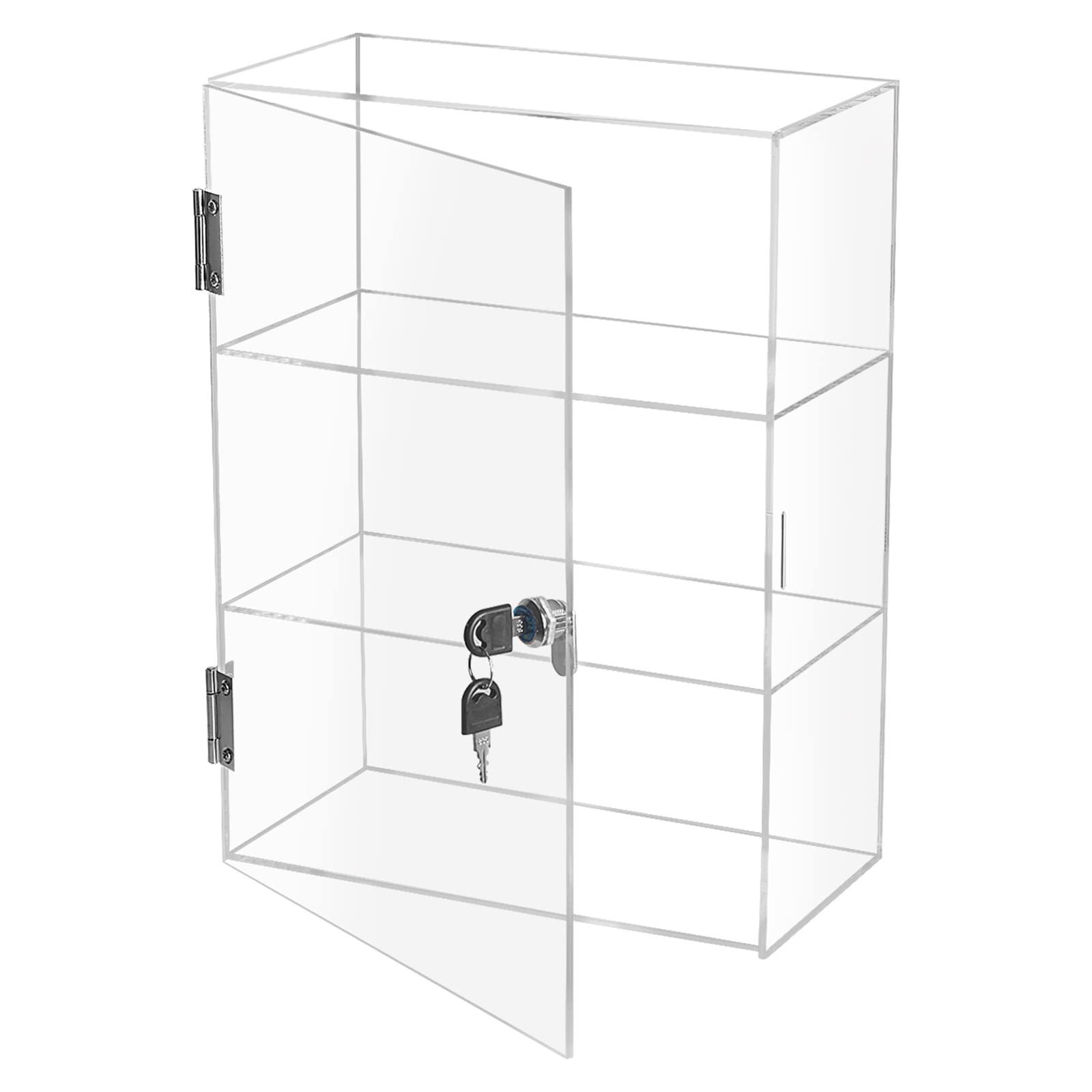 Custom Clear Acrylic Shelf Display Case Cabinet with Front Door & Security Lock for Collectible