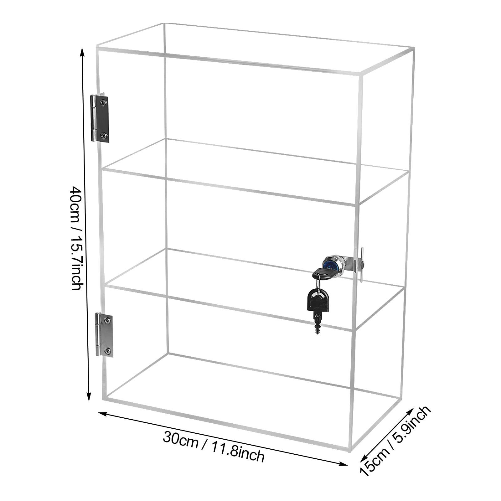 Custom Clear Acrylic Shelf Display Case Cabinet with Front Door & Security Lock for Collectible