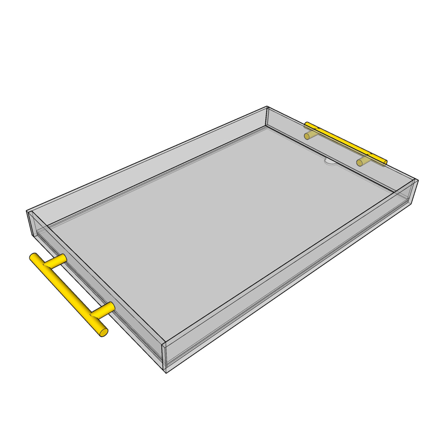 rectangular acrylic serving tray with insert and golden handle wholesale