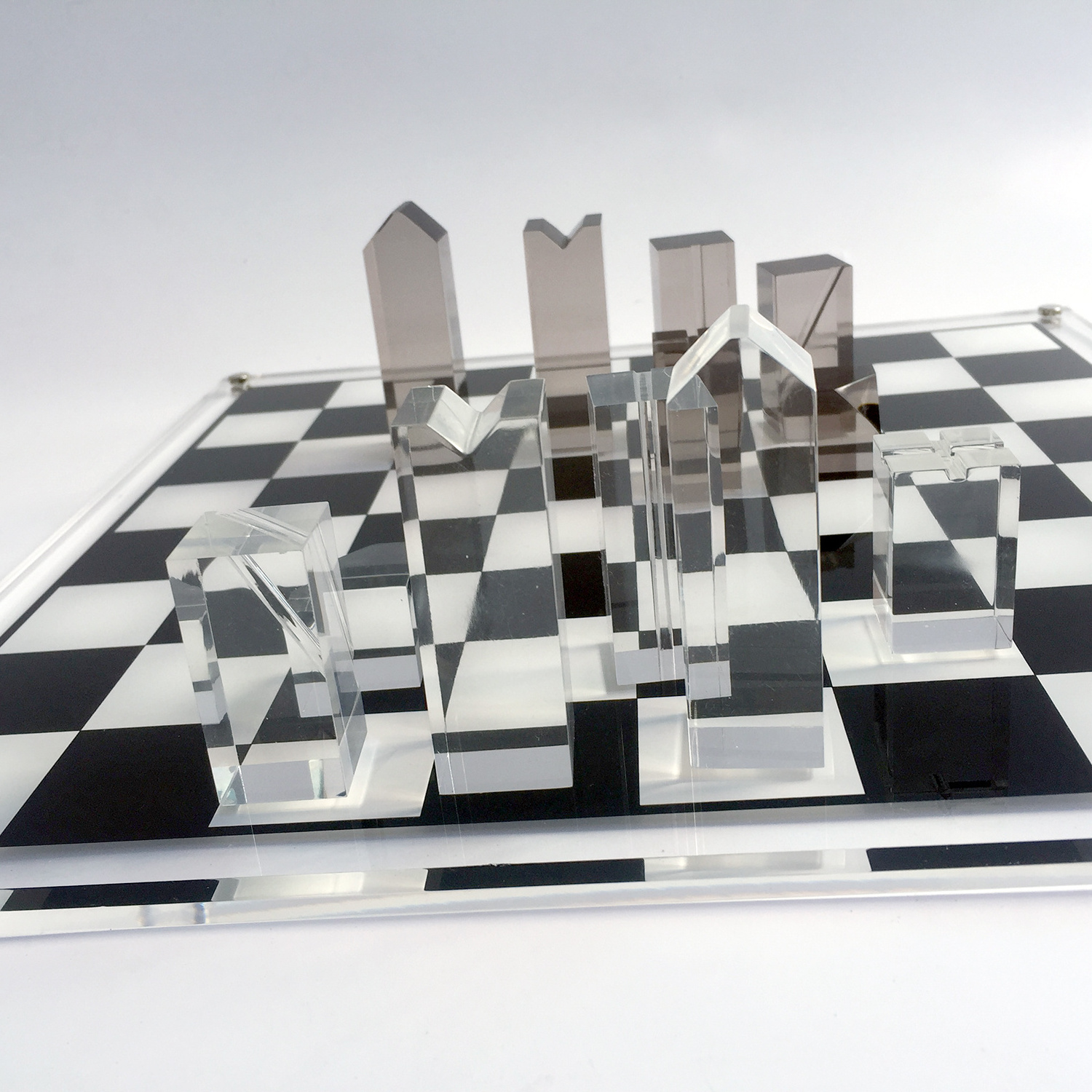 crystal clear resin acrylic chess set game board & pieces