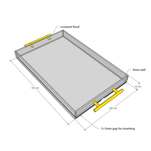 rectangular acrylic serving tray with insert and golden handle wholesale