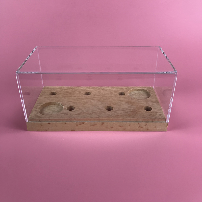 Acrylic Transparent  Dustproof Cover Plexiglass Wood Base Display Box