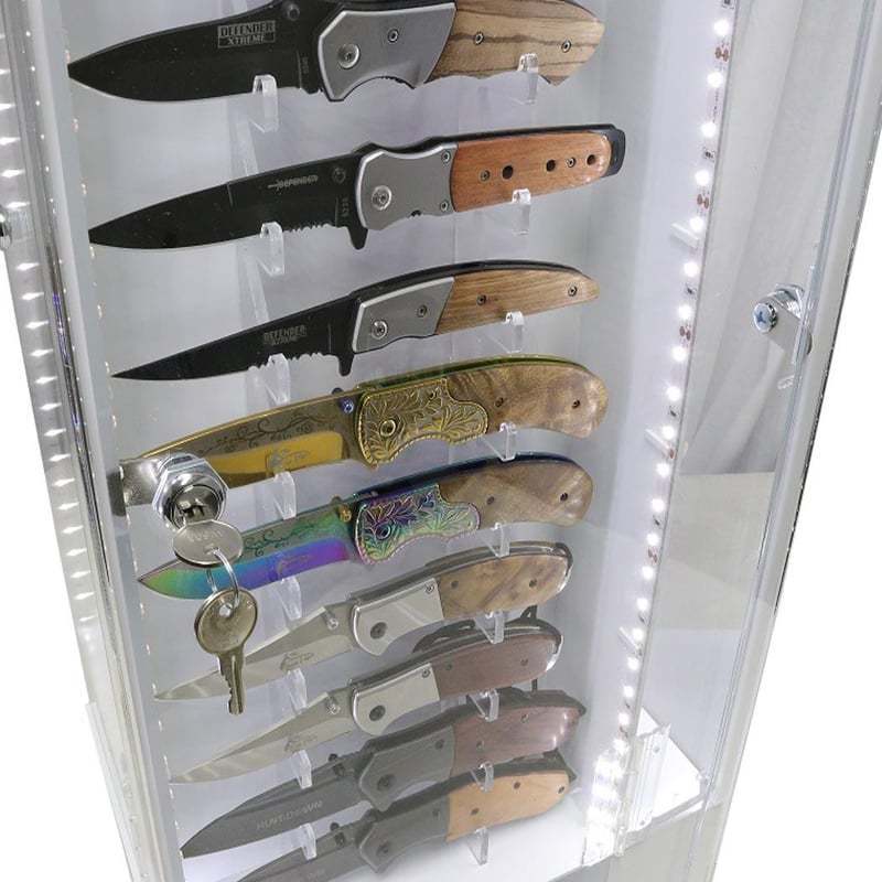 360 Rotating 4 Face Clear Acrylic Display Case for 52 pcs Knife