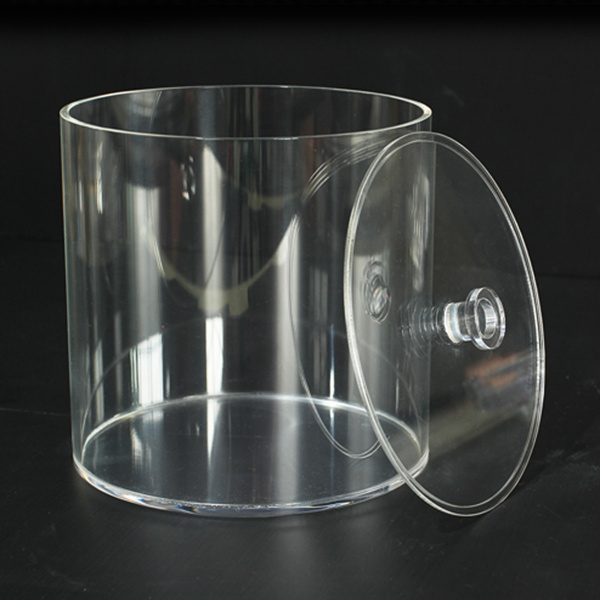 customized wholesale clear large round acrylic cylinder tube with lid and base