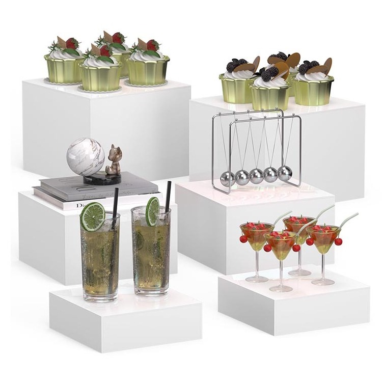 5/65pcs as a set white acrylic cube riser for buffet Display