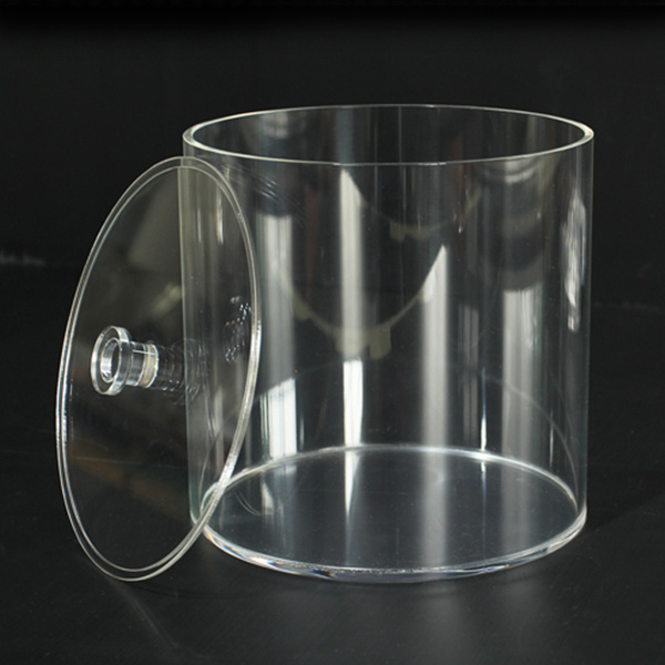 customized wholesale clear large round acrylic cylinder tube with lid and base