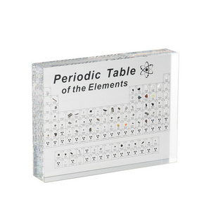 desktop acrylic periodic table of elements with real elements cube in resin