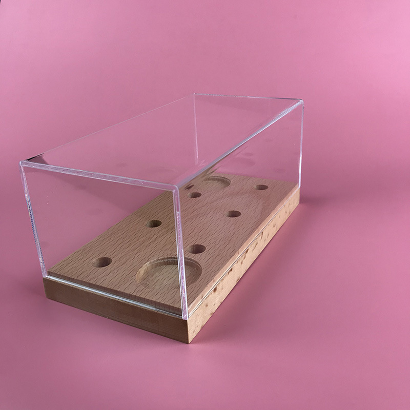 Acrylic Transparent  Dustproof Cover Plexiglass Wood Base Display Box