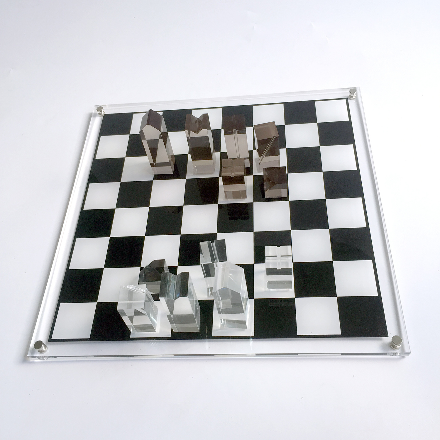 crystal clear resin acrylic chess set game board & pieces