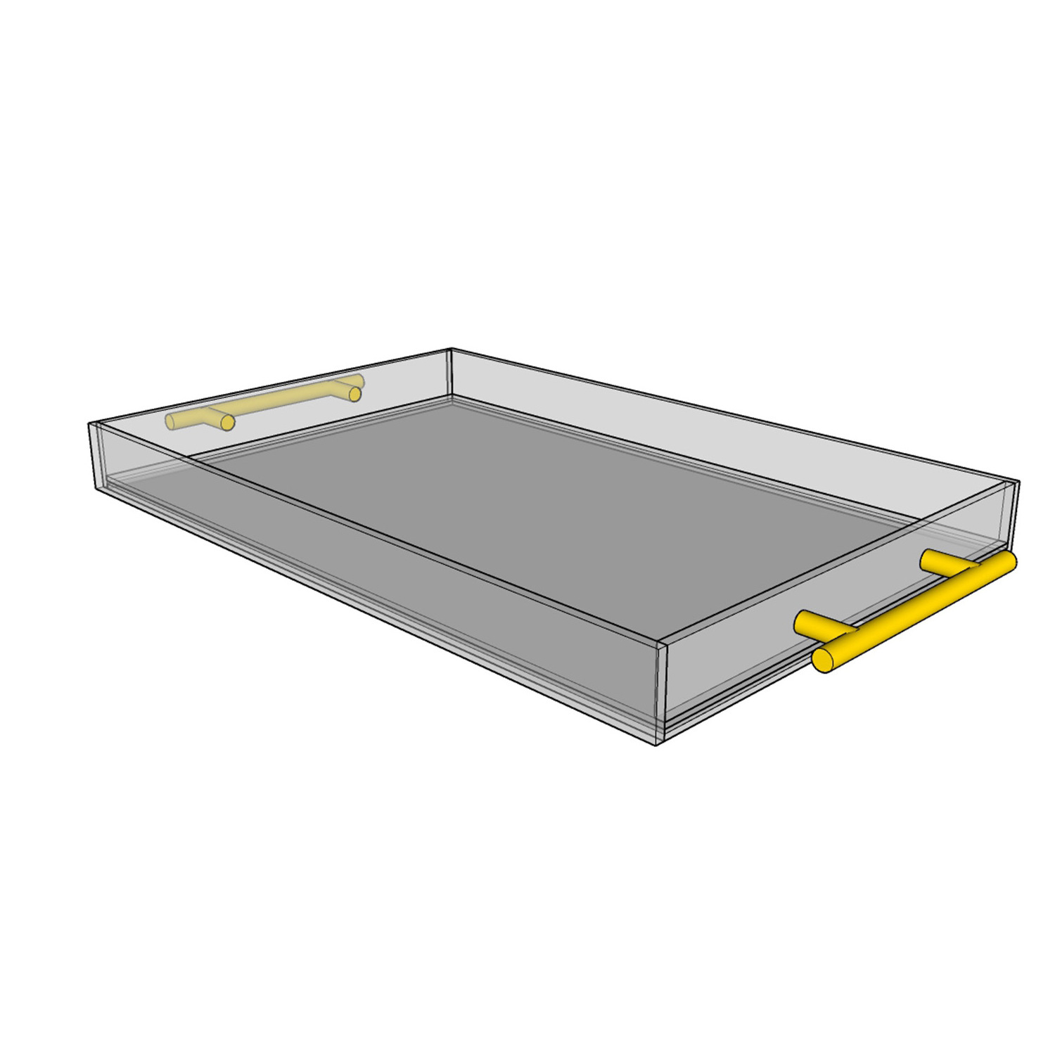 rectangular acrylic serving tray with insert and golden handle wholesale