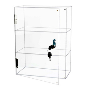 4 Shelf Clear Acrylic Display Case with Lock and Keys Locking Cabinet