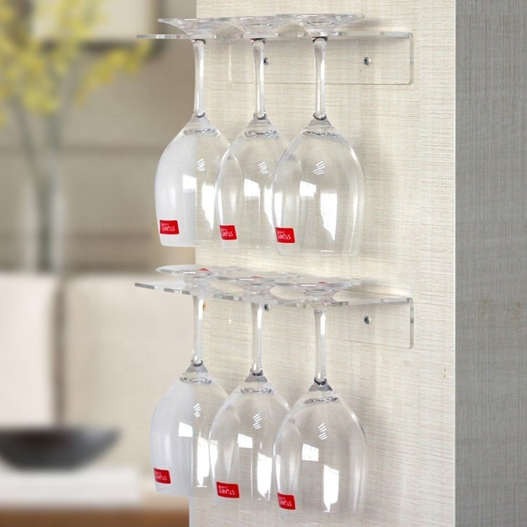 Champagne Wine Glass Holder Wall Mounted Acrylic Organizer for Kitchen