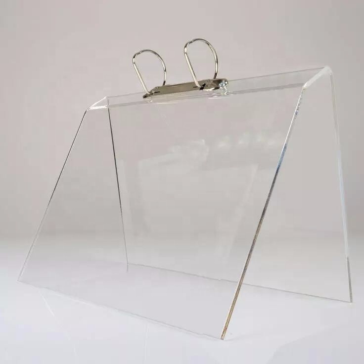 V shape desktop clear acrylic menu display Stand with ring Binder