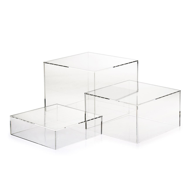 customized hollow clear acrylic cube display stand