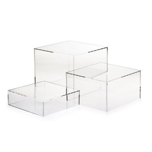 customized hollow clear acrylic cube display stand