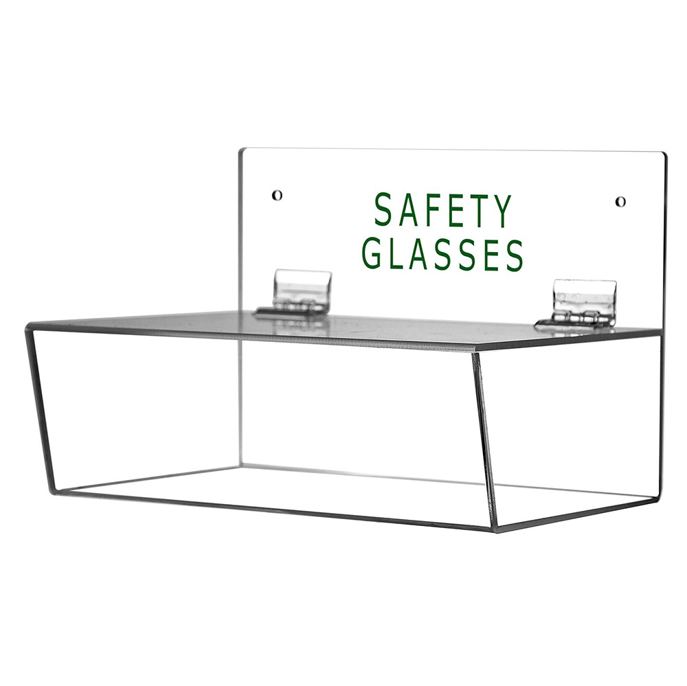 Dustproof acrylic Safety Glasses Holder with Lid for wall and countertops