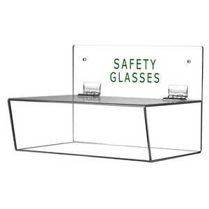 Dustproof acrylic Safety Glasses Holder with Lid for wall and countertops