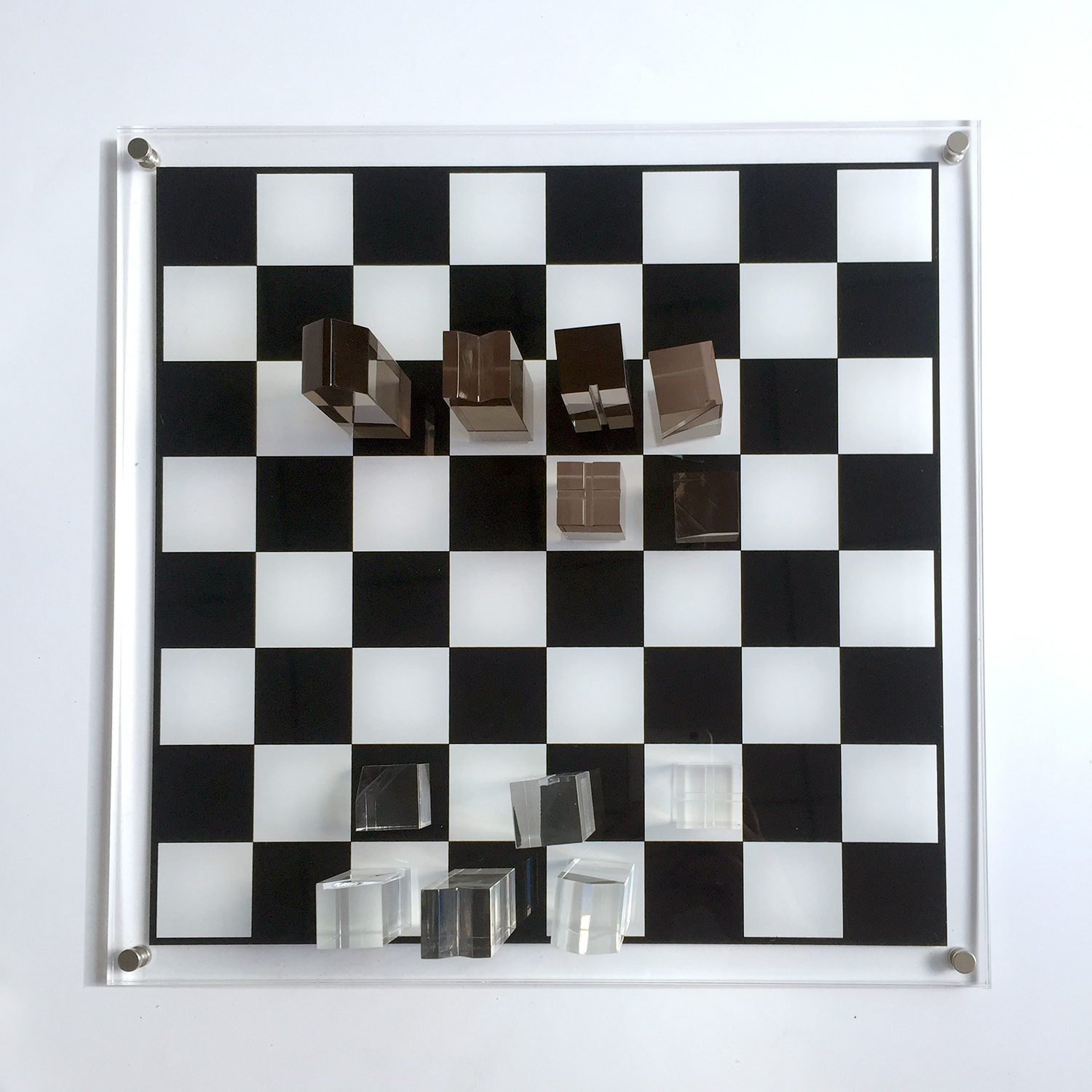 crystal clear resin acrylic chess set game board & pieces