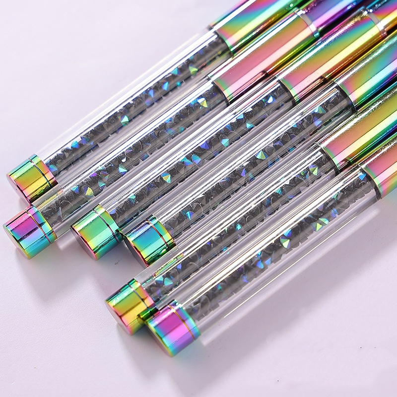 Wholesale Crystal Rhinestone Metal Handle Art Design Pure Kolinsky Acrylic Brush by Asian Nail Supply