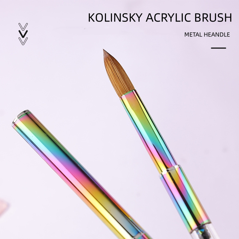 Wholesale Crystal Rhinestone Metal Handle Art Design Pure Kolinsky Acrylic Brush by Asian Nail Supply