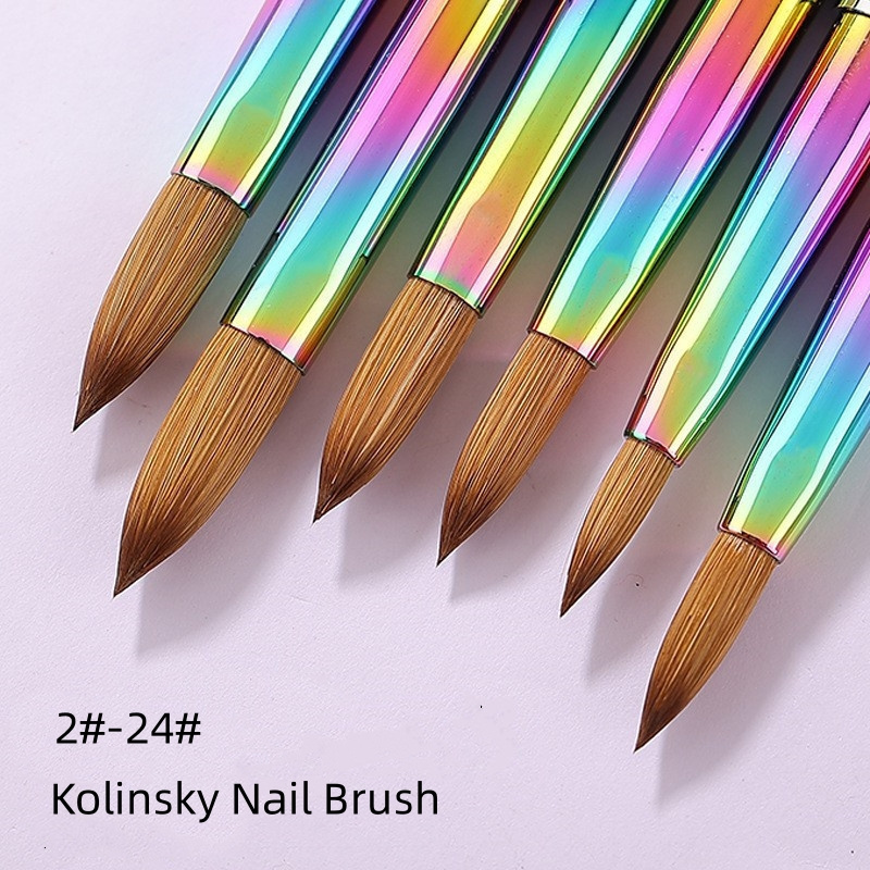 Wholesale Crystal Rhinestone Metal Handle Art Design Pure Kolinsky Acrylic Brush by Asian Nail Supply