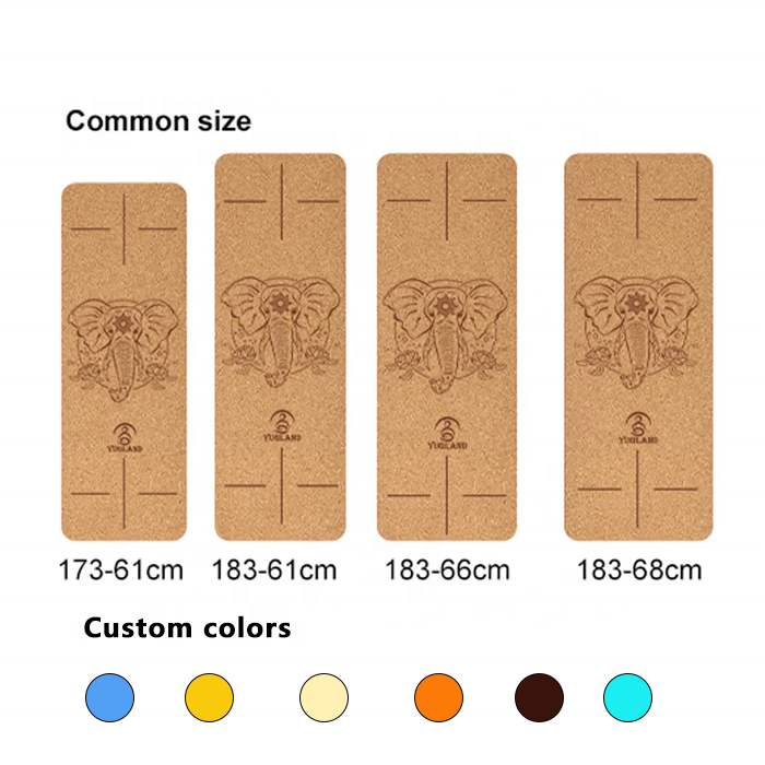 Natural cork yoga mat rubber custom print biodegradable eco friendly cork rubber folding  yoga mat round