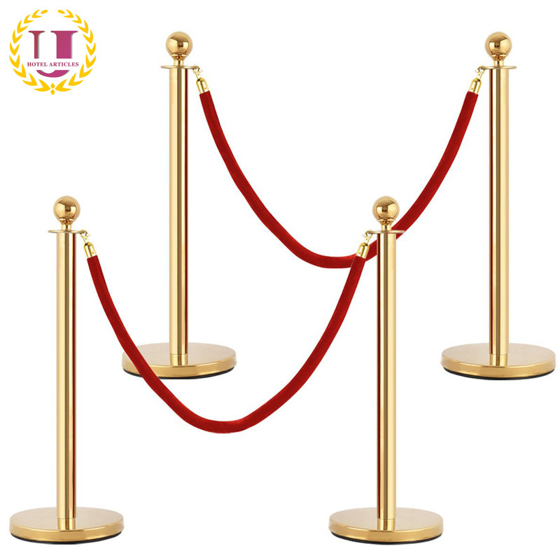 Vip Interior Red Velvet Rope and Gold Queue Line Barrier Stand