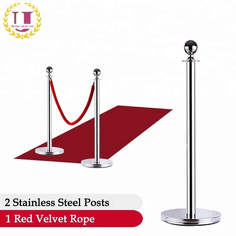 Banquet Hall Barrier Red Carpet Stainless Steel Poles