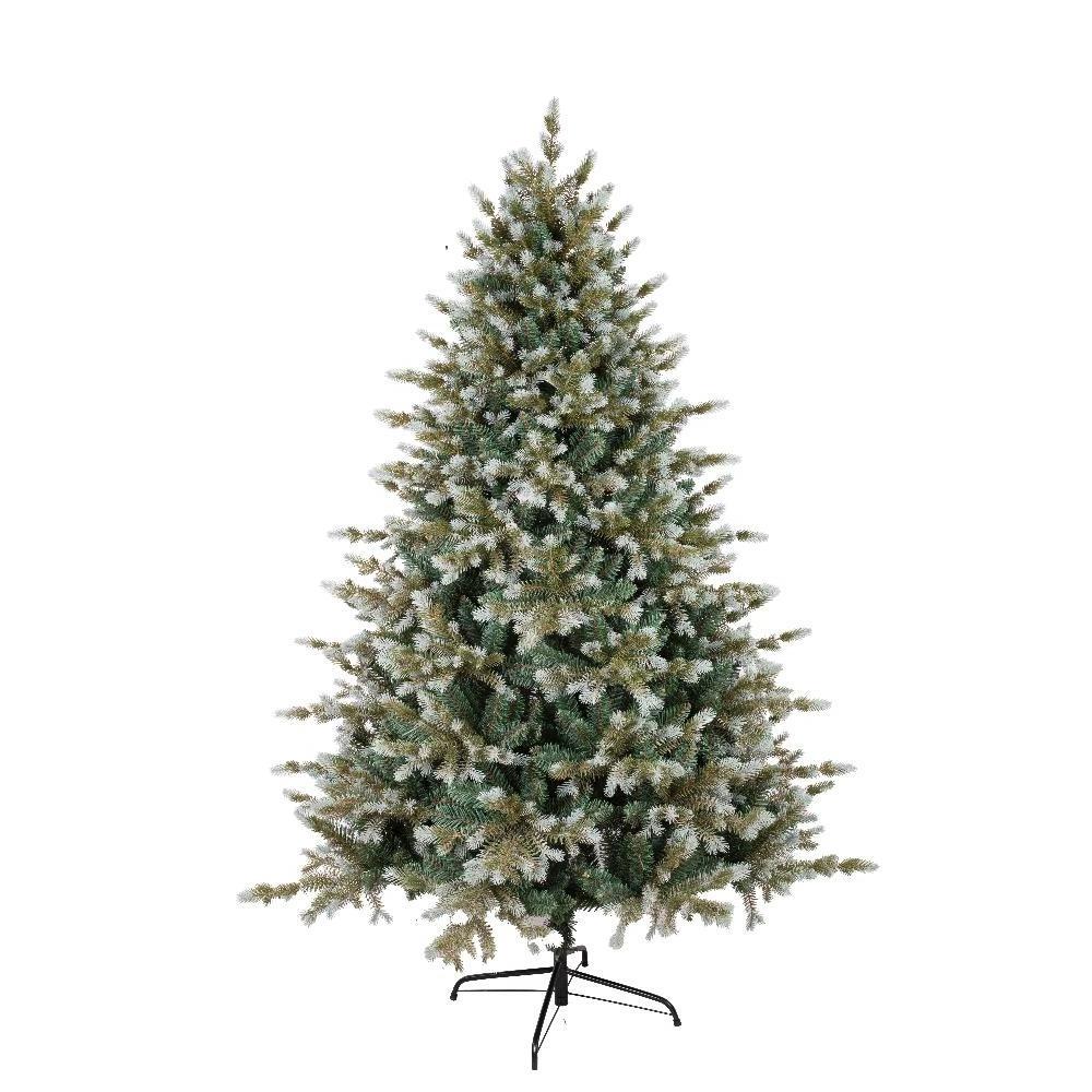 new arrival 2024,yellow-green Artificial Christmas tree,pine needle,snow at top,home indoor,outdoor,PE+PVC,eco-friendly