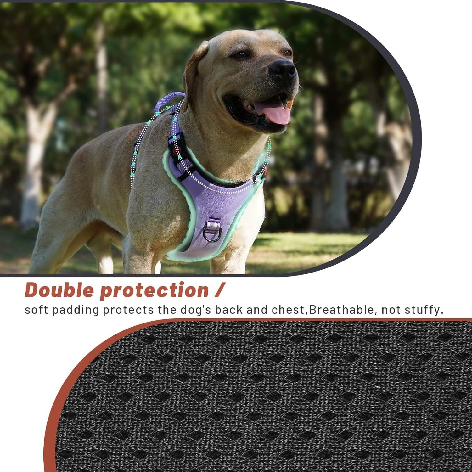 UMIONE Rechargeable Reflective Oxford LED Vest Light Up Dog Harness with Easy Control Handle for Outdoor Night Safety Walking