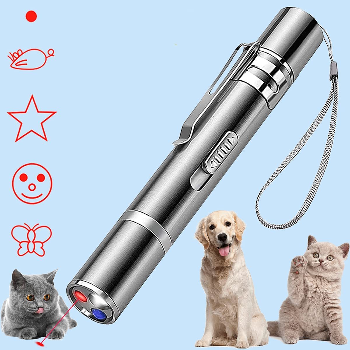 UMIONE 5 Infrared Light Modes Pet Pointer Dog Cat Interactive Laser Toy UV Light Clip Pen Light