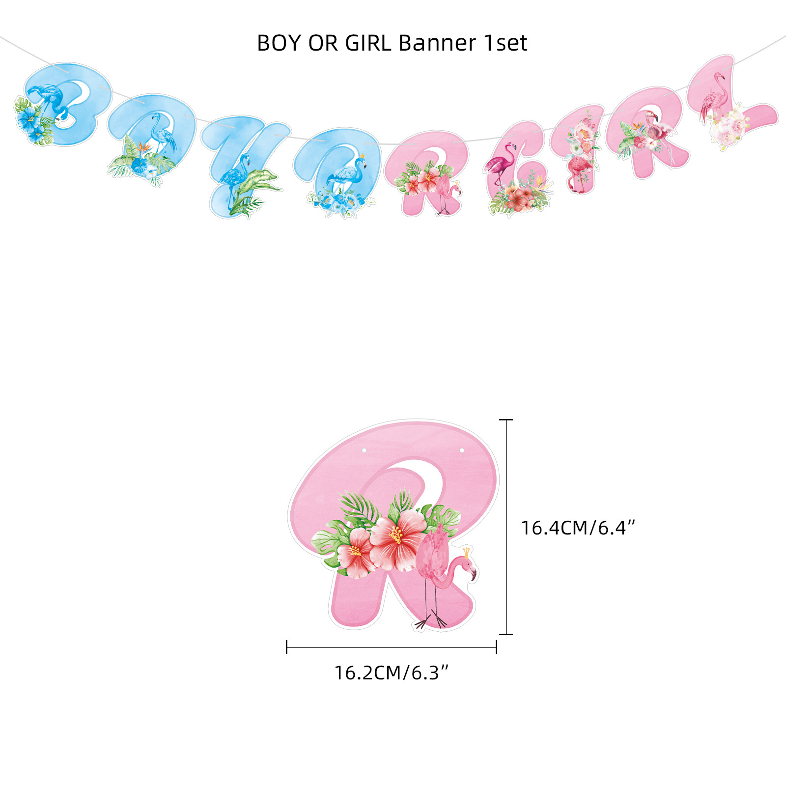 Umiss Paper Flamingo Gender reveal party decorations Customized banner Cake topper Latex balloons Baby shower supplies