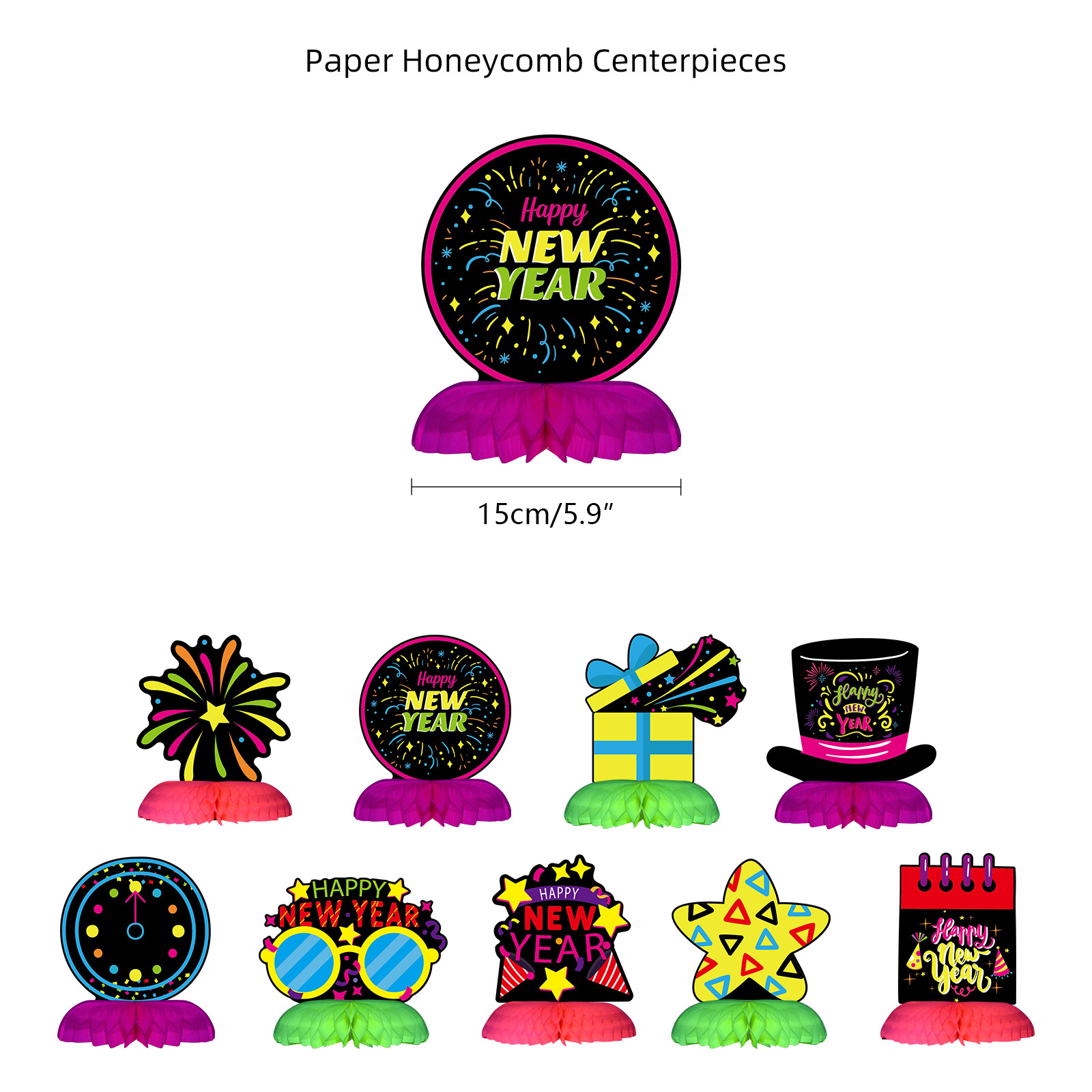 Umiss Paper Glow in the dark set Happy birthday banner Honeycomb centerpieces luminous latex balloon Party decoration customized