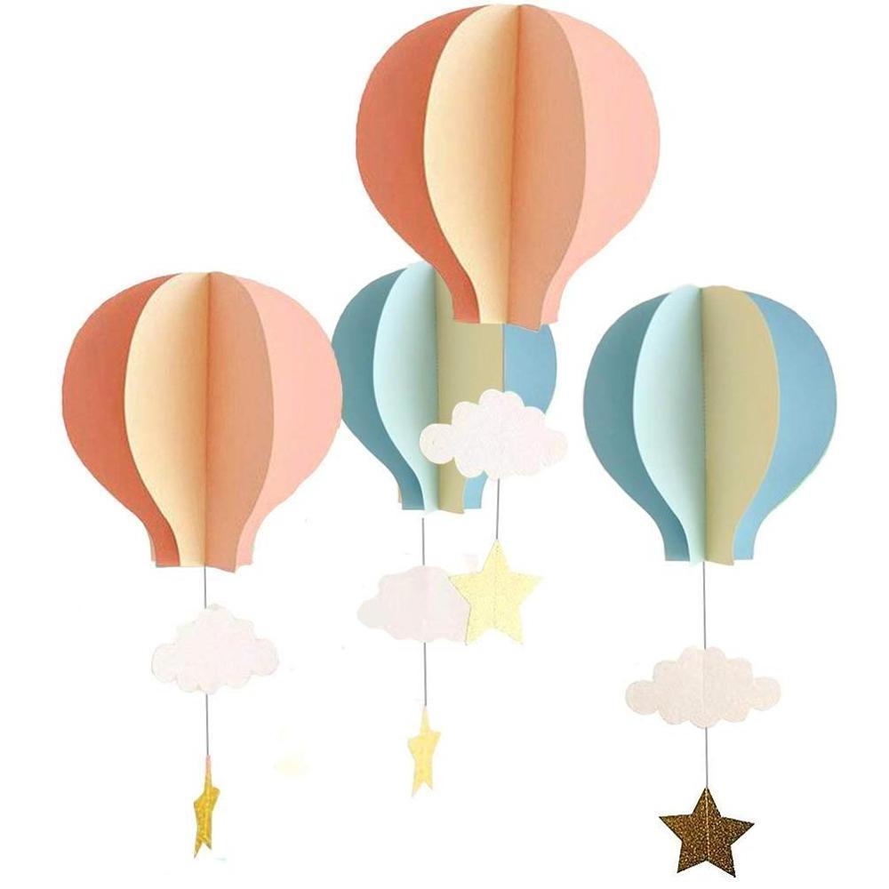 Umiss  8 Pcs Large Size Hot Air Balloon 3D Paper Garland Hanging Decorations for Room, Wedding, Baby Shower, Birthday Party