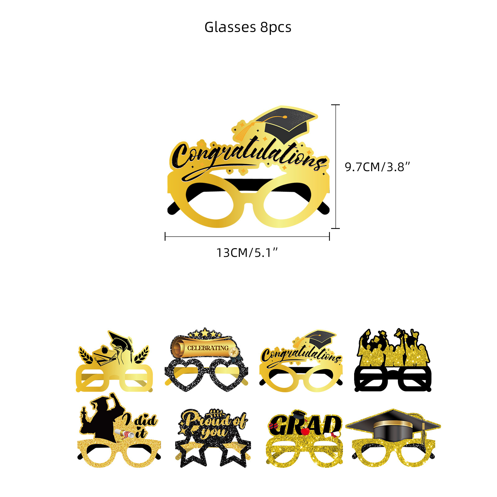 Umiss 2023 Graduation party decorations Golden banner Paper glasses Confetti balloons supplies