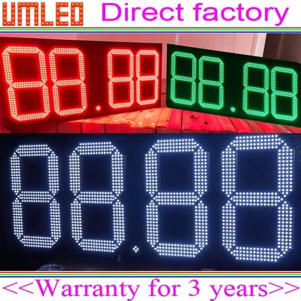 Outdoor Waterproof RF Remote Control RGB Large 7 Segment Led Display 20 inch 24inch 7 Segment Led Gas Station Display