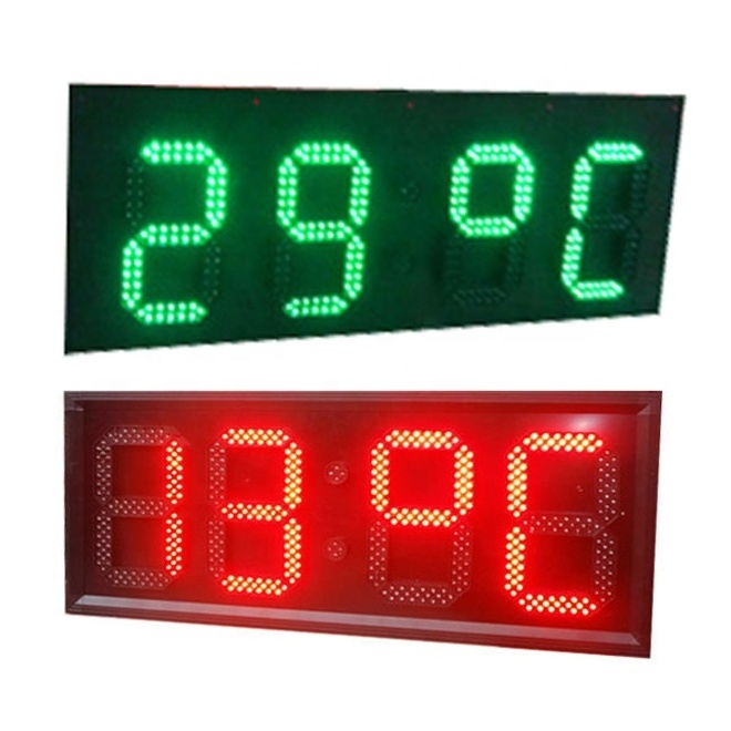 Waterproof Led Time And Temperature Display Signs Outdoor Led Clock Time Date Temperature Sign