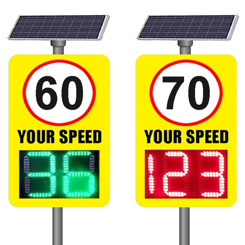 Outdoor Solar Power Radar LED Display Portable Radar Speed Sign Detector Speed Limit Sign